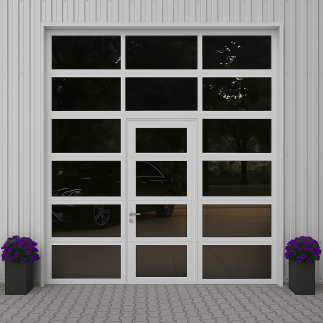 Porte sectionnelle industrielle vitrée 40 mm avec portillon intégré – Euro Gates