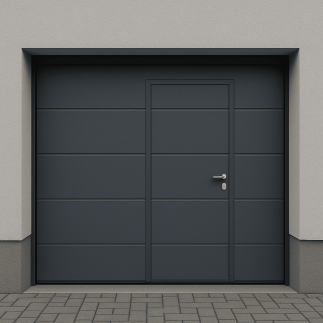 Porte de garage sectionnelle pleine 40 mm avec portillon intégré – Livraison gratuite Europe