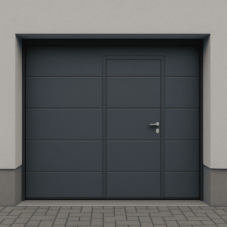 Porte de Garage Sectionnelle Pleine 40 mm avec Portillon Intégré – Livraison Gratuite en Europe Porte de Garage Sectionnelle Pleine 40 mm avec Portillon Intégré – Livraison Gratuite en Europe